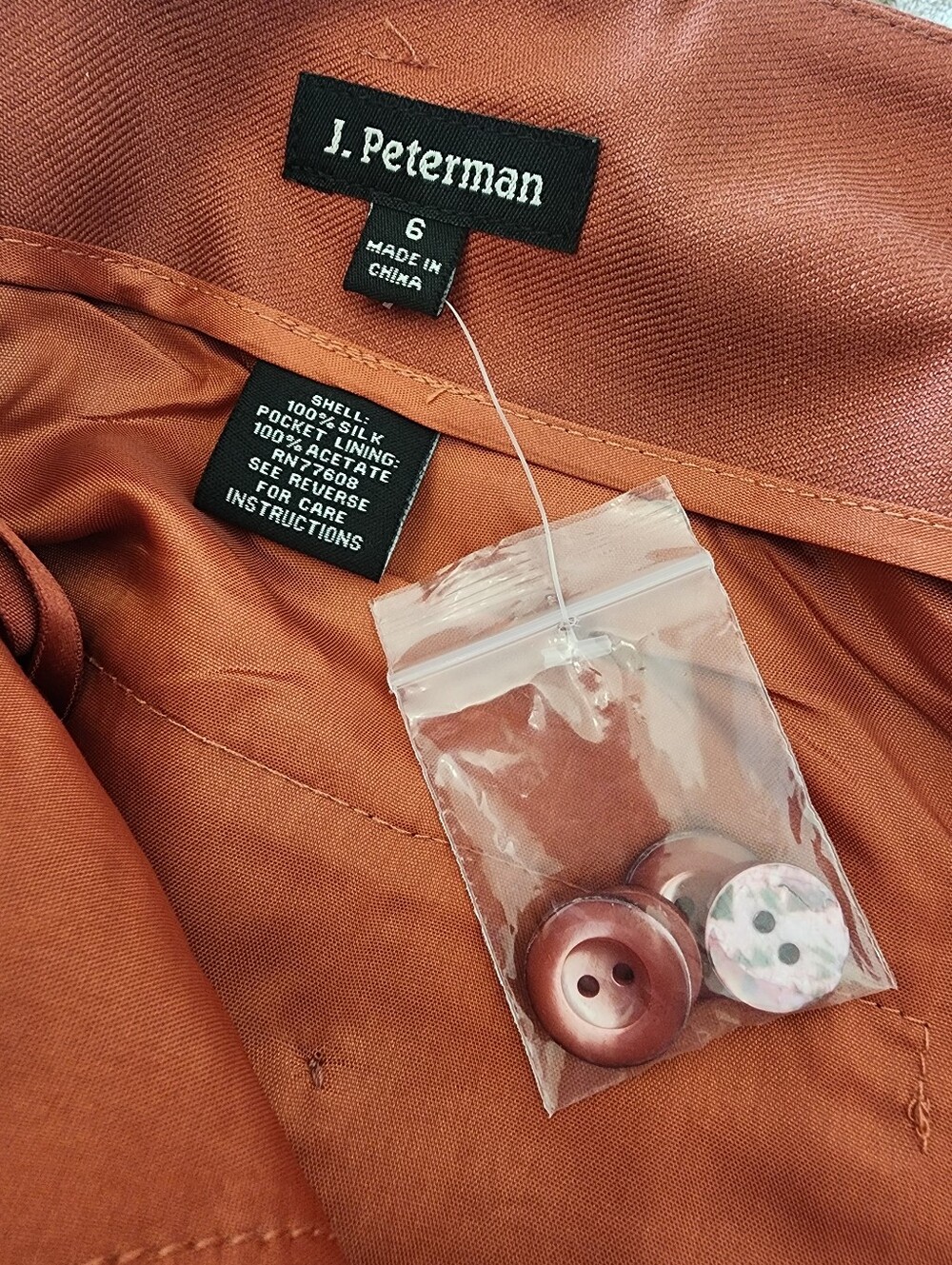 J. Peterman 100% Silk Glamour Pants High Waisted Terracotta Trousers Sz 6 NWOT - Picture 12 of 16